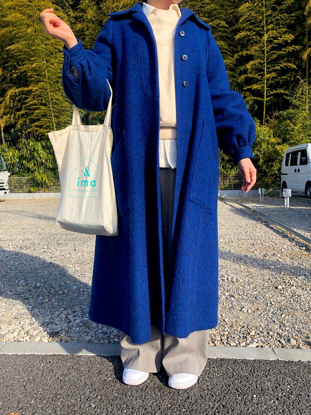 「シンプル、休日スタイル、レイヤードスタイル、unfil、journal standard、UNIQLO」｜「unfilの【unfil】コットンフリース スウェットプルオーバー MEN（スウェット、ベージュ系）」を使った、popoさん（レディース・159cm）の冬コーディネートの1枚目の写真