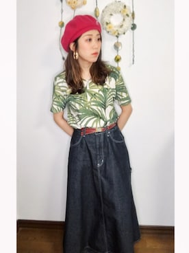 「PUMA」｜「アイテム（ハンチング/ベレー帽）」を使った、Yukiko Kajiさん（レディース・156cm）の夏コーディネート