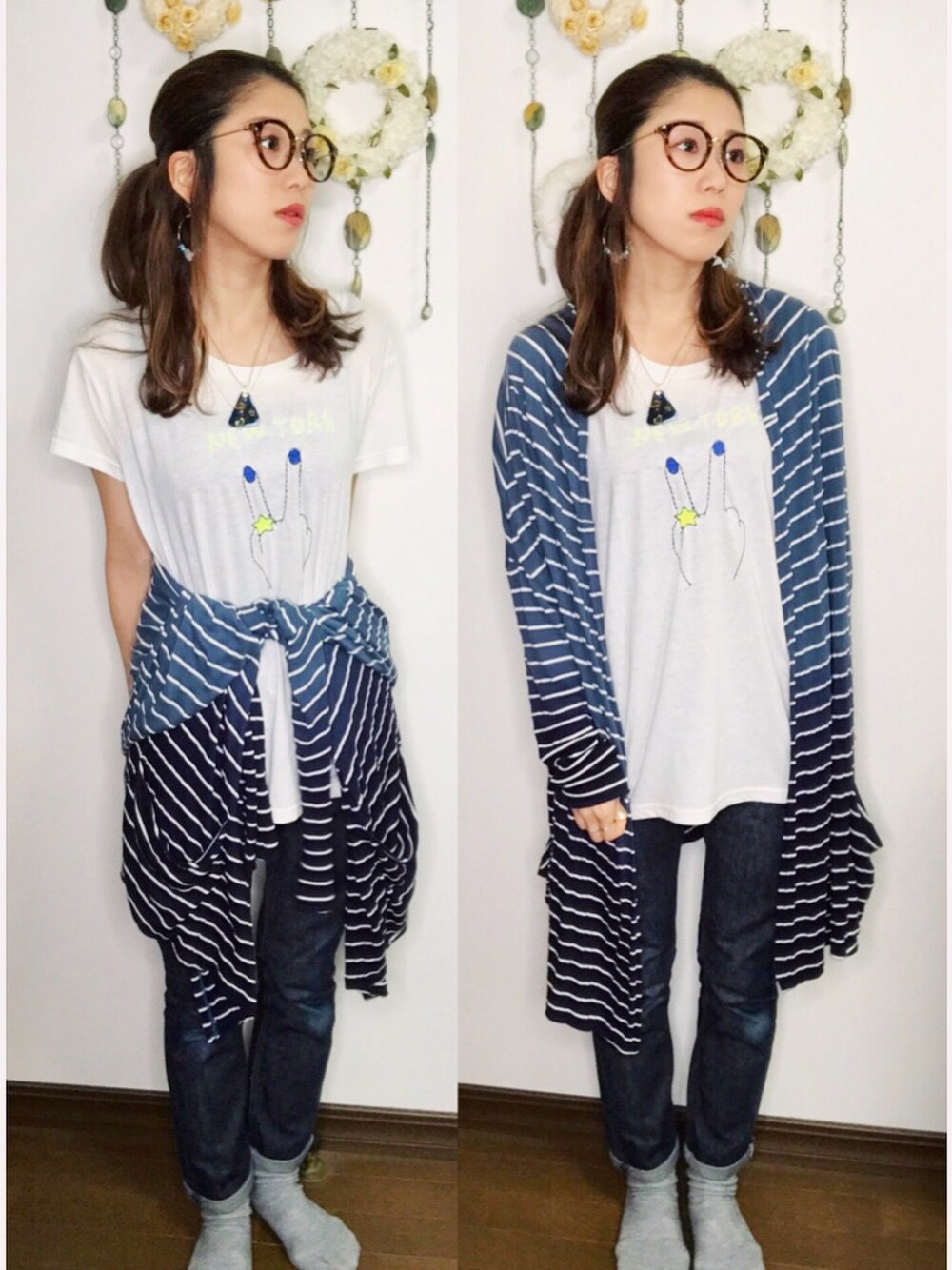「カジュアル、オトナカジュアル、夏コーデ、シンプル、低身長、おしゃれさんと繋がりたい、デニムコーデ、白Tシャツ、キレイめ、いいね、save、フォローお願いします🤑」｜「CIAOPANICのアイテム（Tシャツ/カットソー、ホワイト系）」を使った、Yukiko Kajiさん（レディース・156cm）の夏コーディネートの1枚目の写真