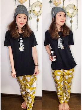 「Herschel Supply（ハーシェルサプライ）のアイテム（帽子）」を使った、Yukiko Kajiさん（レディース・156cm）の夏コーディネート