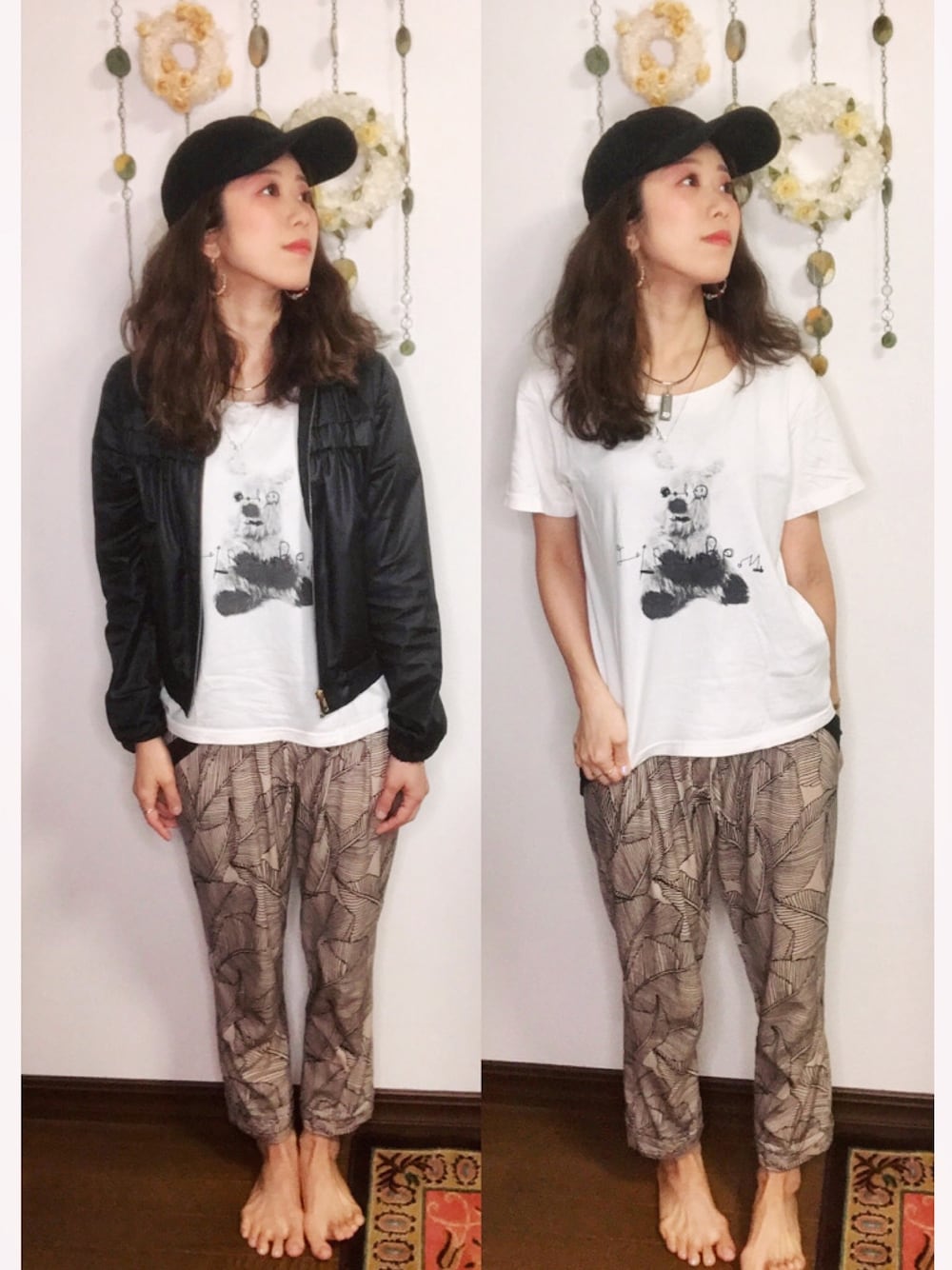 「夏コーデ、シンプルコーデ、低身長、休日スタイル、Tシャツ、いいね、save、フォローお願いします🤑、カジュアルコーデ、summer、aikoジャンキー、aiko」｜「GAPのロゴベースボールキャップ（キャップ、ブラック系）」を使った、Yukiko Kajiさん（レディース・156cm）の夏コーディネートの1枚目の写真