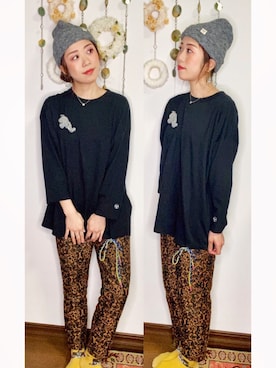 「Herschel Supply（ハーシェルサプライ）のアイテム（帽子）」を使った、Yukiko Kajiさん（レディース・156cm）の秋コーディネート