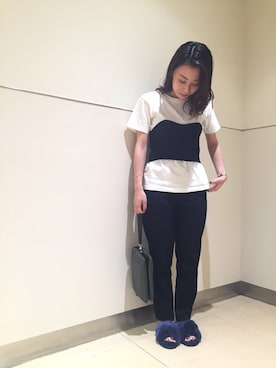 「URBAN RESEARCH」｜「アイテム（チューブトップ）」を使った、RODE SKO (ロデスコ)さん（レディース・157cm）の夏コーディネート