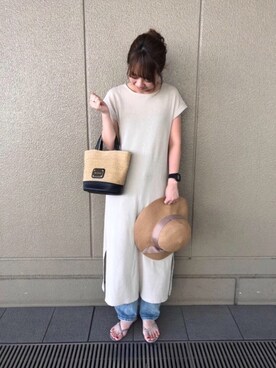 「RODE SKO（ロデスコ）のアイテム（帽子）」を使った、RODE SKO (ロデスコ)さん（レディース・162cm）の夏コーディネート