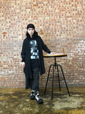 「Slightly Numb（スライトリーナム）のアイテム（帽子）」を使った、Lai Kaziさん（メンズ・162cm）の秋コーディネート