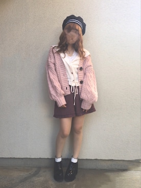 「アイテム（ハンチング/ベレー帽）」を使った、🐰ㅤメ ｲ ﾒ ｲㅤ🐰さん（レディース・153cm）の春コーディネート