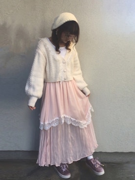 「RETRO GIRL（レトロガール）のアイテム（ハンチング/ベレー帽）」を使った、🐰ㅤメ ｲ ﾒ ｲㅤ🐰さん（レディース・153cm）の冬コーディネート