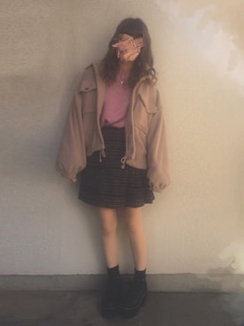 「WEGO（ウィゴー）のアイテム（その他アウター）」を使った、🐰ㅤメ ｲ ﾒ ｲㅤ🐰さん（レディース・153cm）の冬コーディネート
