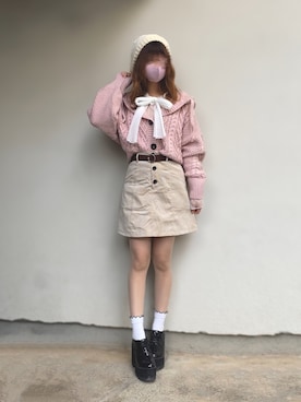 「RETRO GIRL（レトロガール）のアイテム（ハンチング/ベレー帽）」を使った、🐰ㅤメ ｲ ﾒ ｲㅤ🐰さん（レディース・153cm）の秋コーディネート
