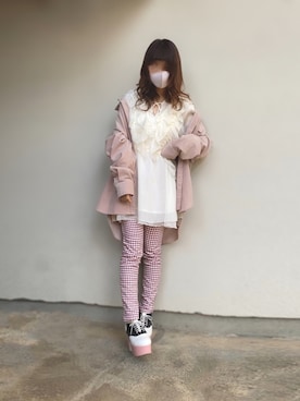 「one after another NICE CLAUP（ワンアフターアナザーナイスクラップ）のアイテム（チュニック）」を使った、🐰ㅤメ ｲ ﾒ ｲㅤ🐰さん（レディース・153cm）の秋コーディネート