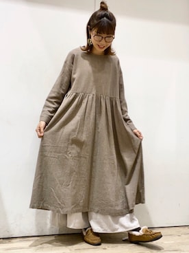「スカーチョ」｜「アイテム（ワンピース/ドレス）」を使った、まぶーさん（レディース・160cm）の秋コーディネート
