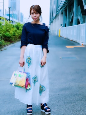 「プチプラミックス」｜住谷杏奈さん（レディース・160cm）の夏コーディネート