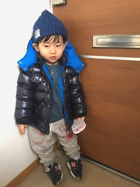 「DIESEL（ディーゼル）のアイテム（ジャケット/アウター）」を使った、あおいさん（キッズ・80cm）の冬コーディネート
