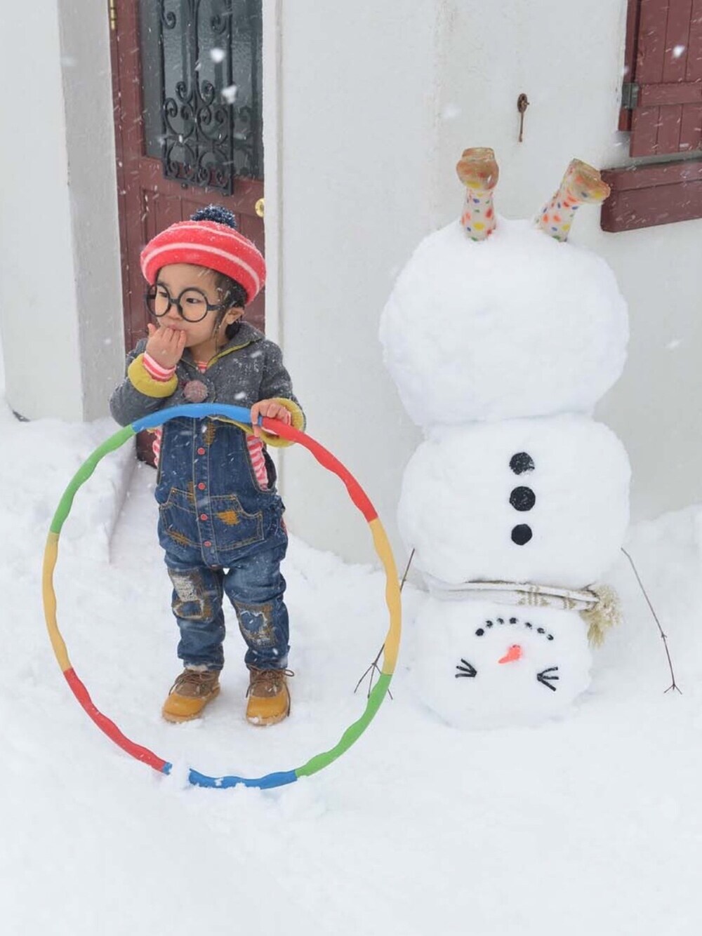 「ブーフーウー、キッズコーデ、2歳、冬、雪だるま」｜「もぅ一匹いるよ⛄️のアイテム（その他、その他）」を使った、LOUIS☆LOUIEさん（キッズ・80cm）の春コーディネートの1枚目の写真