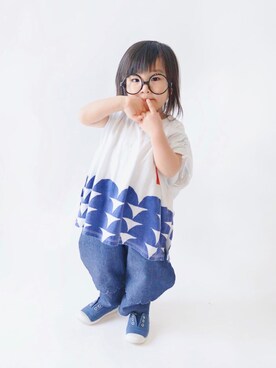 「frankygrow（フランキーグロウ）のアイテム（その他パンツ、ブルー系）」を使った、LOUIS☆LOUIEさん（キッズ・90cm）の春コーディネート