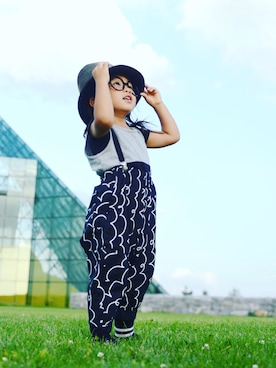 「frankygrow（フランキーグロウ）のアイテム（タンクトップ、ブラック系）」を使った、LOUIS☆LOUIEさん（キッズ・90cm）の夏コーディネート