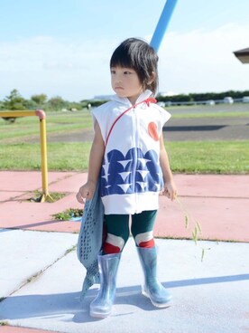 「アイテム（タイツ/ストッキング、ブルー系）」を使った、LOUIS☆LOUIEさん（キッズ・80cm）の秋コーディネート