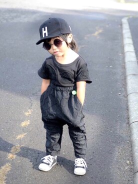 「Grand garcon（グランギャルソン）の[100-130]Tシャツ（Tシャツ/カットソー、ブラック系）」を使った、LOUIS☆LOUIEさん（キッズ・90cm）の秋コーディネート