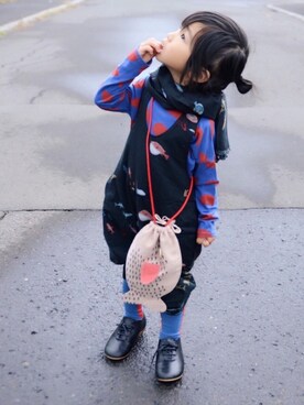 「bobochoses」｜「アイテム（オールインワン・サロペット）」を使った、LOUIS☆LOUIEさん（キッズ・90cm）の秋コーディネート