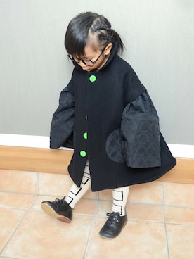 「frankygrow（フランキーグロウ）のアイテム（ジャケット/アウター、ブラック系）」を使った、LOUIS☆LOUIEさん（キッズ・90cm）の冬コーディネート