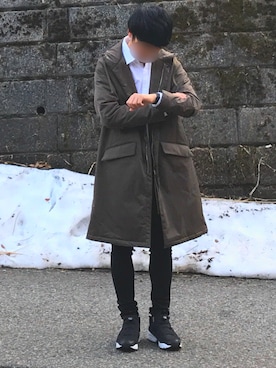 「LIDNM（リドム）のアイテム（モッズコート）」を使った、Noskeさん（メンズ・170cm）の春コーディネート