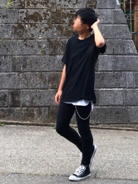 「ROXD（ロッド）のアイテム（ウォレットチェーン）」を使った、Noskeさん（メンズ・170cm）の夏コーディネート