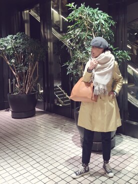 「45R」｜「アイテム（ハンチング/ベレー帽）」を使った、m.maedaさん（レディース・161cm）の冬コーディネート