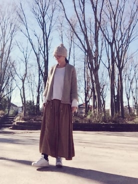 「45R」｜「アイテム（スウェット）」を使った、m.maedaさん（レディース・161cm）の冬コーディネート