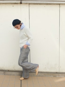 「45R」｜「アイテム（ハンチング/ベレー帽）」を使った、m.maedaさん（レディース・161cm）の春コーディネート