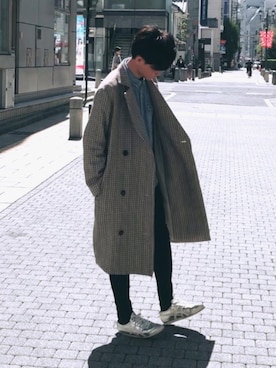 「MOUSSY（マウジー）のアイテム（チェスターコート）」を使った、Shuntaさん（メンズ・173cm）の春コーディネート