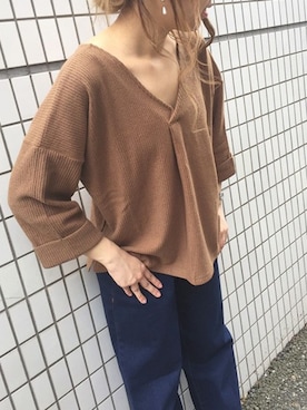 「アイテム（トップス、ベージュ系）」を使った、(´・ω・`)さん（レディース・161cm）の秋コーディネート