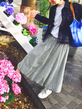 「OZOC（オゾック）のアイテム（デニムジャケット）」を使った、cotamamaさん（レディース・165cm）の春コーディネート