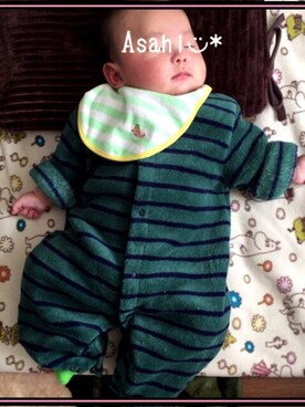 「アイテム（ロンパース、グリーン系）」を使った、Asahi◡̈*さん（キッズ・60cm）の冬コーディネート