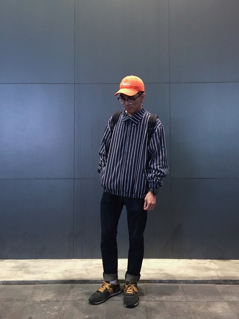 「ootd、outfit、streetstyle、denim、blue、stripe、demarcolab、Levis」｜「DEMARCOLABのアイテム（ジャケット/アウター、ブルー系）」を使った、Felixさん（メンズ・172cm）の冬コーディネートの1枚目の写真