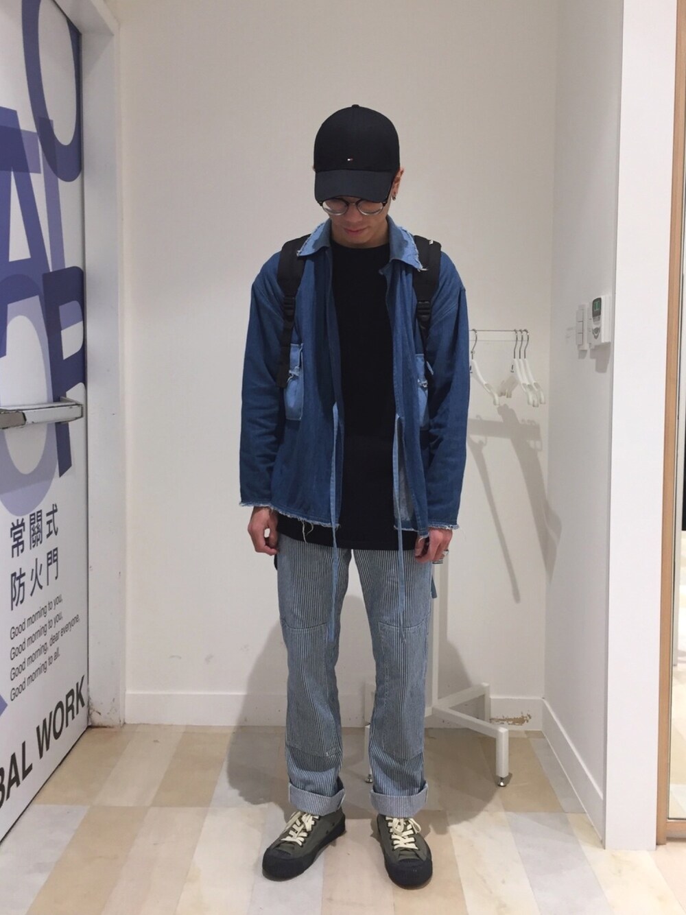 「ootd、outfit、plain-me、NMR、Dickies、excelsior、blue、denim」｜「plain-meのアイテム（ジャケット/アウター、ブルー系）」を使った、Felixさん（メンズ・172cm）の冬コーディネートの1枚目の写真