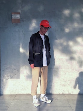 「plain-me（プレインミー）のアイテム（カーゴパンツ）」を使った、Felixさん（メンズ・172cm）の夏コーディネート