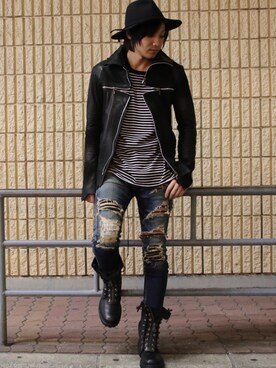 「ISAMU KATAYAMA BACKLASH（イサムカタヤマバックラッシュ）のアイテム（ブーツ）」を使った、Ryotaさん（メンズ・170cm）の秋コーディネート