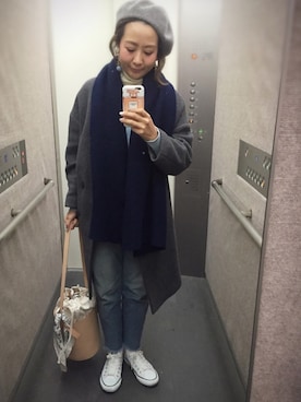 「FRAMeWORK（フレームワーク）のアイテム（帽子）」を使った、am.    ☺︎さん（レディース・158cm）の春コーディネート