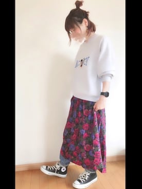 「ミッキー」｜「アイテム（腕時計）」を使った、mochaさん（レディース・152cm）の春コーディネート