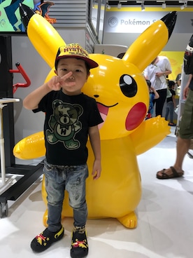「JOEY HYSTERIC（ジョーイヒステリック）のアイテム（帽子）」を使った、mayoさん（キッズ・100cm）の秋コーディネート