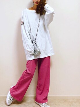 「RAG MACHINE（ラグマシーン）の【RAG MACHINE】バックスリットパンツ（その他パンツ）」を使った、𖣔 𝕒𝕚 𖣔さん（レディース・155cm）の秋コーディネート