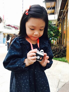 「Iのアイテム（ワンピース、ブラック系）」を使った、Mi_homeさん（キッズ）の冬コーディネート