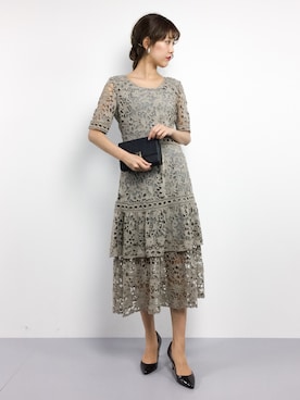 「アイテム（ドレス、グレー系）」を使った、yukiさん（レディース・169cm）の春コーディネート
