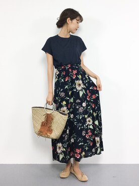 「cache cache（カシュ カシュ）のアイテム（かごバッグ）」を使った、yukiさん（レディース・169cm）の夏コーディネート
