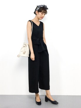 「TIENS ecoute（ティアンエクート）のアイテム（つなぎ/オールインワン）」を使った、yukiさん（レディース・169cm）の夏コーディネート