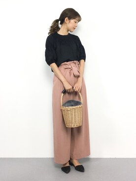 「JEANASIS（ジーナシス）のアイテム（かごバッグ）」を使った、yukiさん（レディース・169cm）の夏コーディネート