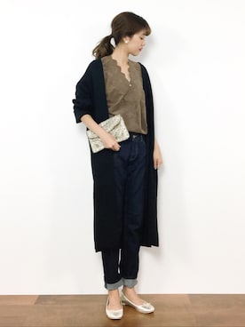「スカラップ」｜「アイテム（その他アウター）」を使った、yukiさん（レディース・169cm）の秋コーディネート