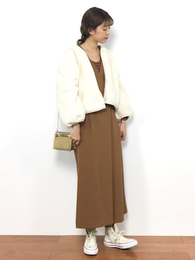 「アイテム（サロペット/オーバーオール、イエロー系）」を使った、yukiさん（レディース・169cm）の秋コーディネート