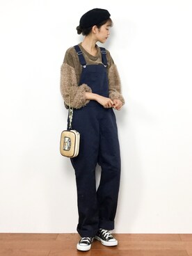「Dickies（ディッキーズ）のアイテム（オールインワン・サロペット）」を使った、yukiさん（レディース・169cm）の秋コーディネート