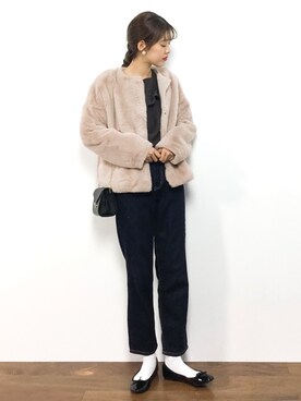 「ラフスタイル」｜「アイテム（ノーカラージャケット）」を使った、yukiさん（レディース・169cm）の秋コーディネート